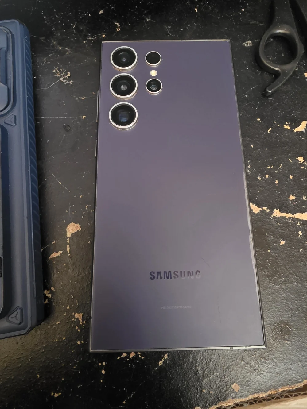 Samsung Galaxy S24 Ultra Purple with Navy Protective Case